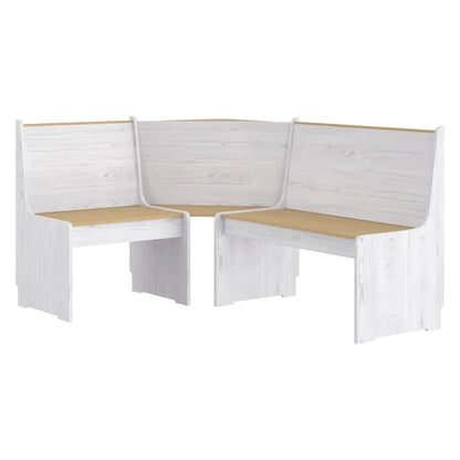 3 Piece Dining Set Honey Brown And White Solid Wood Pine