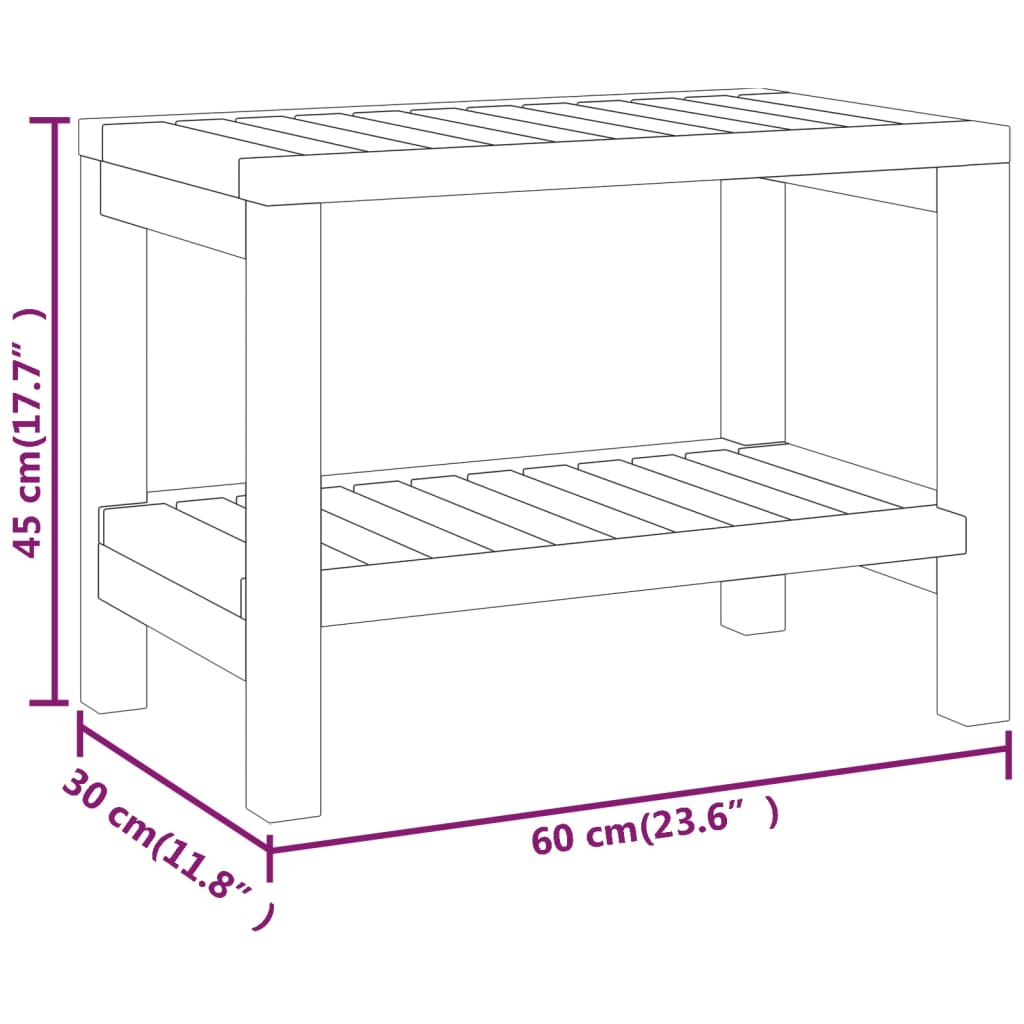 Bathroom Side Table 60X30X45 Cm Solid Wood Teak