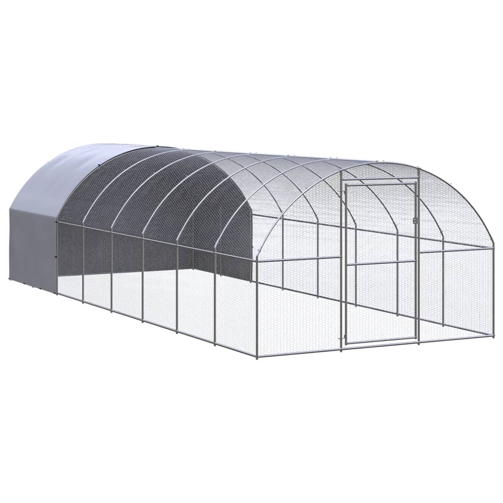 Outdoor Chicken Coop 3X8X2 M Galvanised Steel