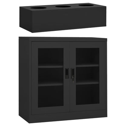 Office Cabinet With Planter Box Anthracite 90X40X113 Cm Steel