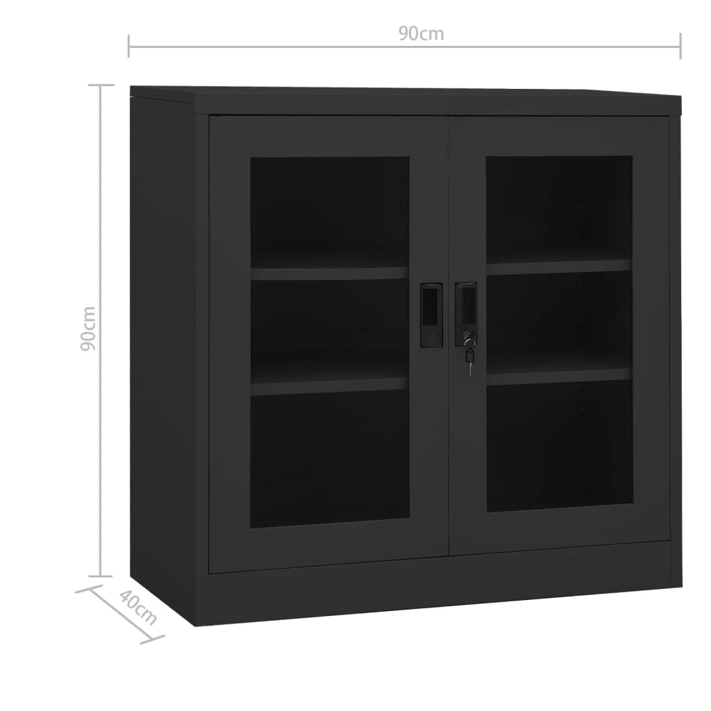 Office Cabinet With Planter Box Anthracite 90X40X113 Cm Steel