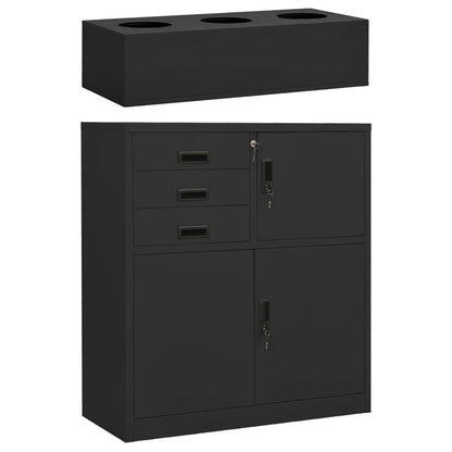 Office Cabinet With Planter Box Anthracite 90X40X125 Cm Steel