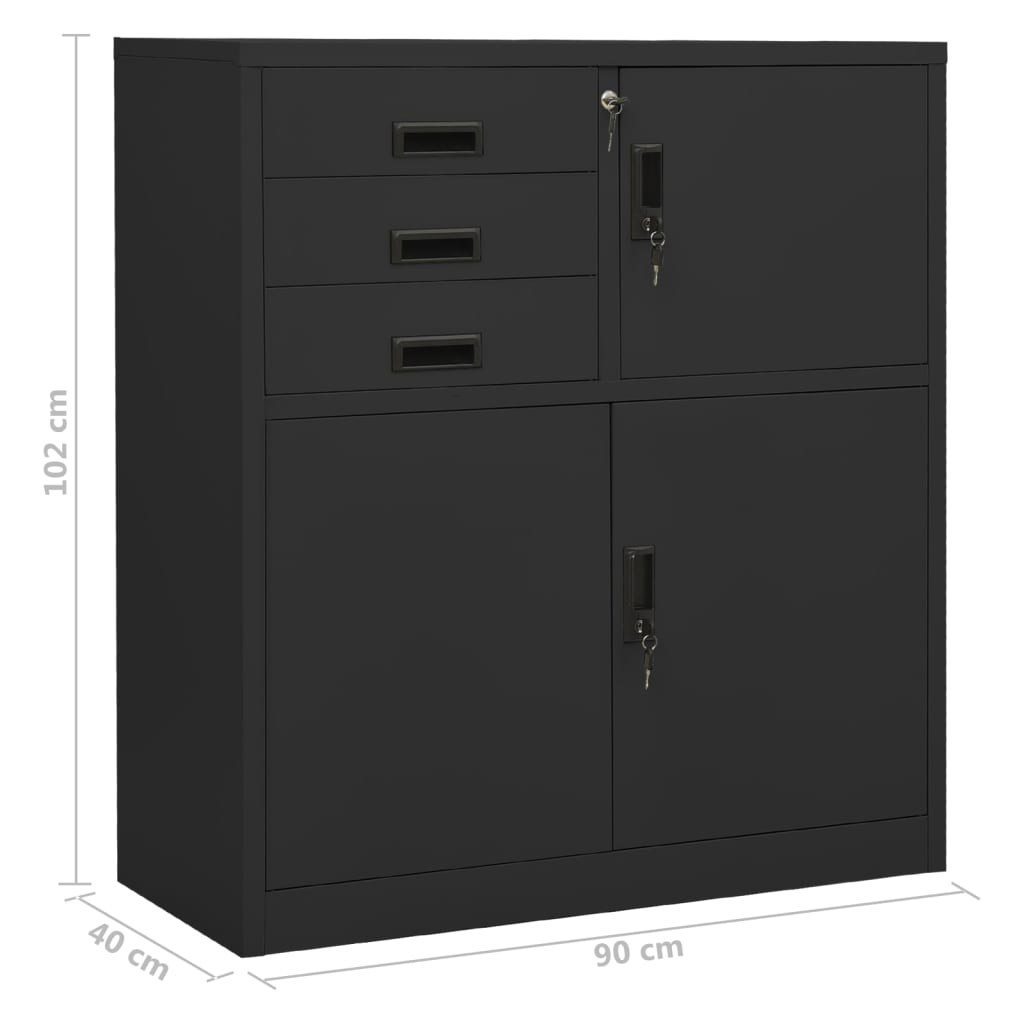 Office Cabinet With Planter Box Anthracite 90X40X125 Cm Steel