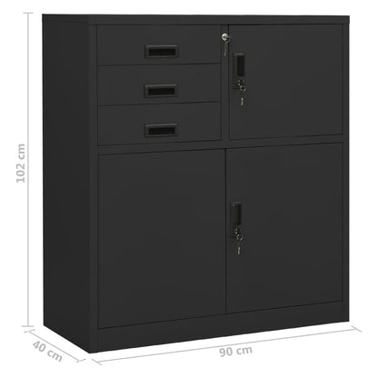 Office Cabinet With Planter Box Anthracite 90X40X125 Cm Steel