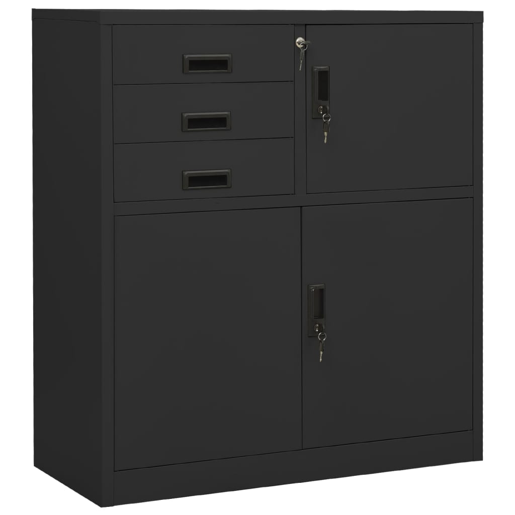 Office Cabinet With Planter Box Anthracite 90X40X125 Cm Steel