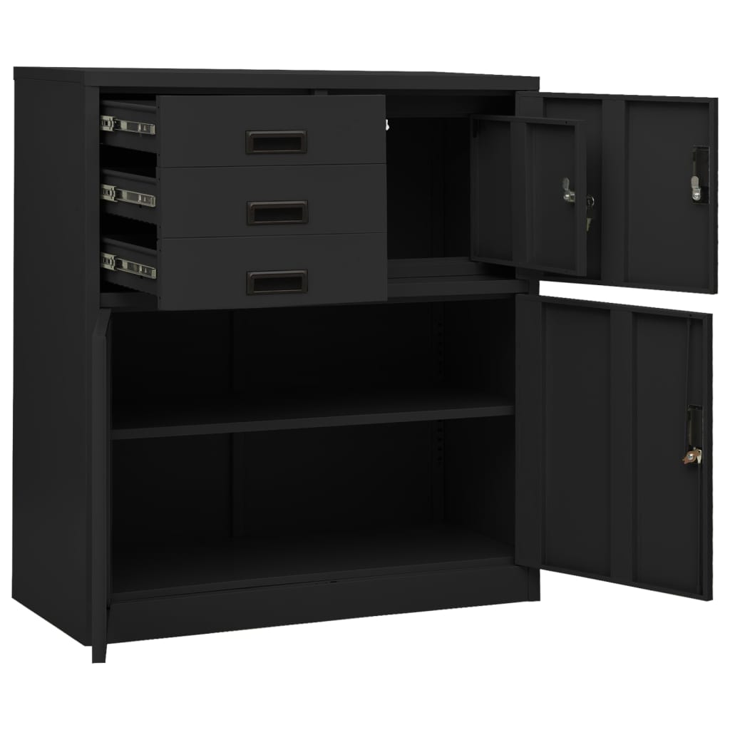 Office Cabinet With Planter Box Anthracite 90X40X125 Cm Steel