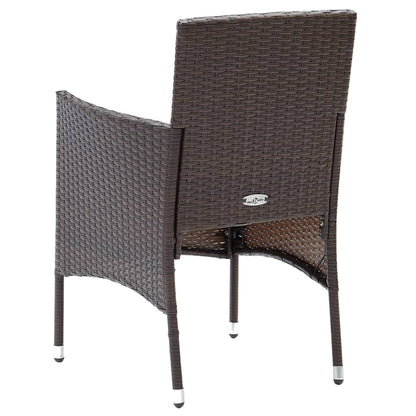 5 Piece Garden Dining Set Poly Rattan And Tempered Glass Brown