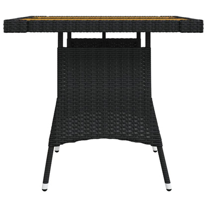 Garden Table Black 70X70X72 Cm Poly Rattan & Solid Acacia Wood