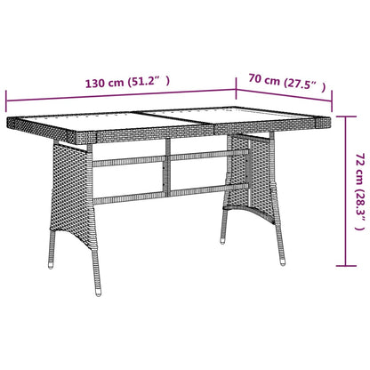 Garden Table Black 130X70X72 Cm Poly Rattan & Solid Acacia Wood