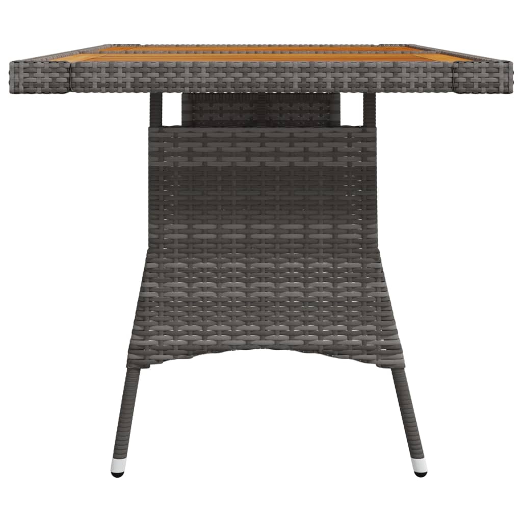 Garden Table Grey 130X70X72 Cm Poly Rattan & Solid Acacia Wood