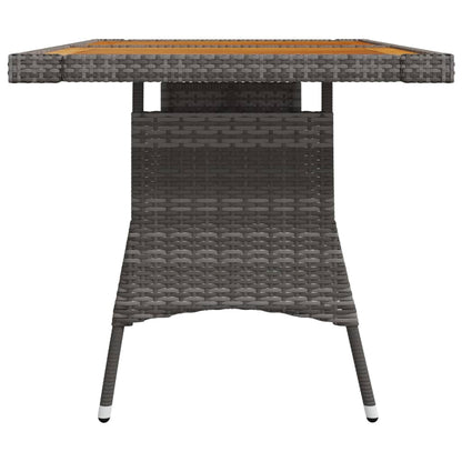 Garden Table Grey 130X70X72 Cm Poly Rattan & Solid Acacia Wood