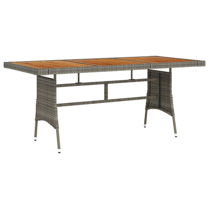 Garden Table Grey 160X70X72 Cm Poly Rattan & Solid Acacia Wood