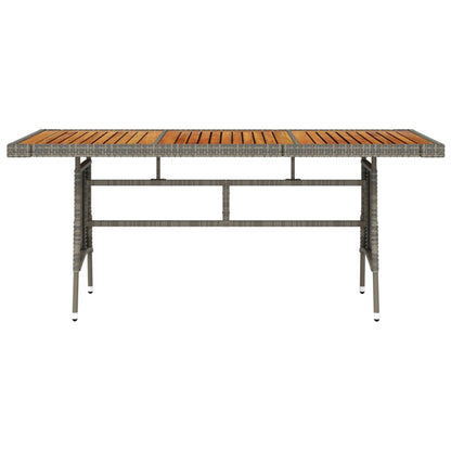 Garden Table Grey 160X70X72 Cm Poly Rattan & Solid Acacia Wood