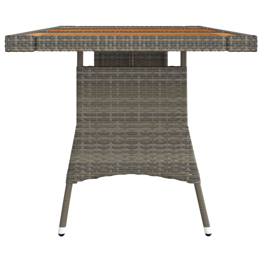 Garden Table Grey 160X70X72 Cm Poly Rattan & Solid Acacia Wood