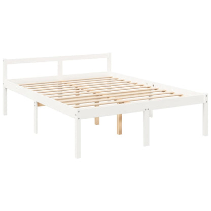 Bed Frame White 150X200 Cm King Size Solid Wood Pine