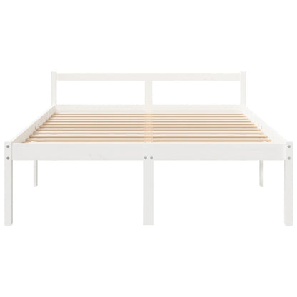 Bed Frame White 150X200 Cm King Size Solid Wood Pine