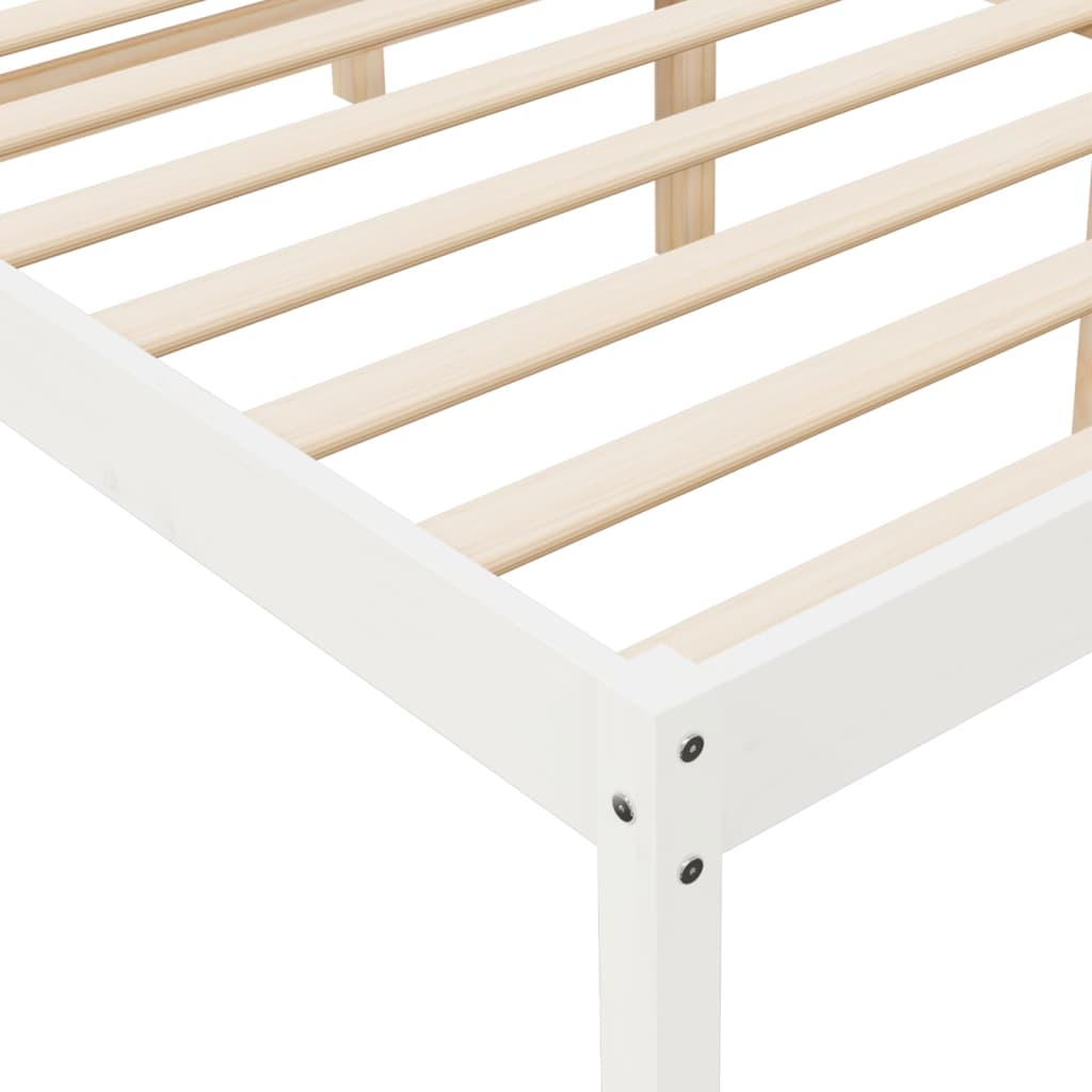 Bed Frame White 150X200 Cm King Size Solid Wood Pine