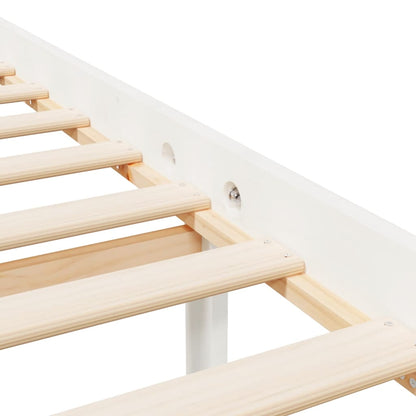 Bed Frame White 150X200 Cm King Size Solid Wood Pine