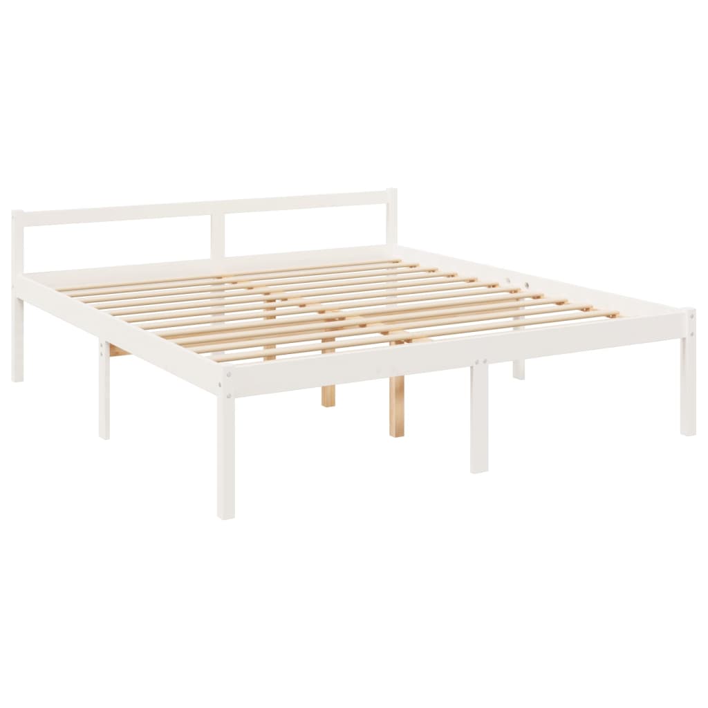 Bed Frame White 180X200Cm Super King Size Solid Wood Pine