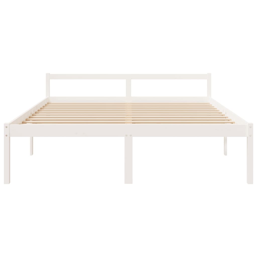 Bed Frame White 180X200Cm Super King Size Solid Wood Pine