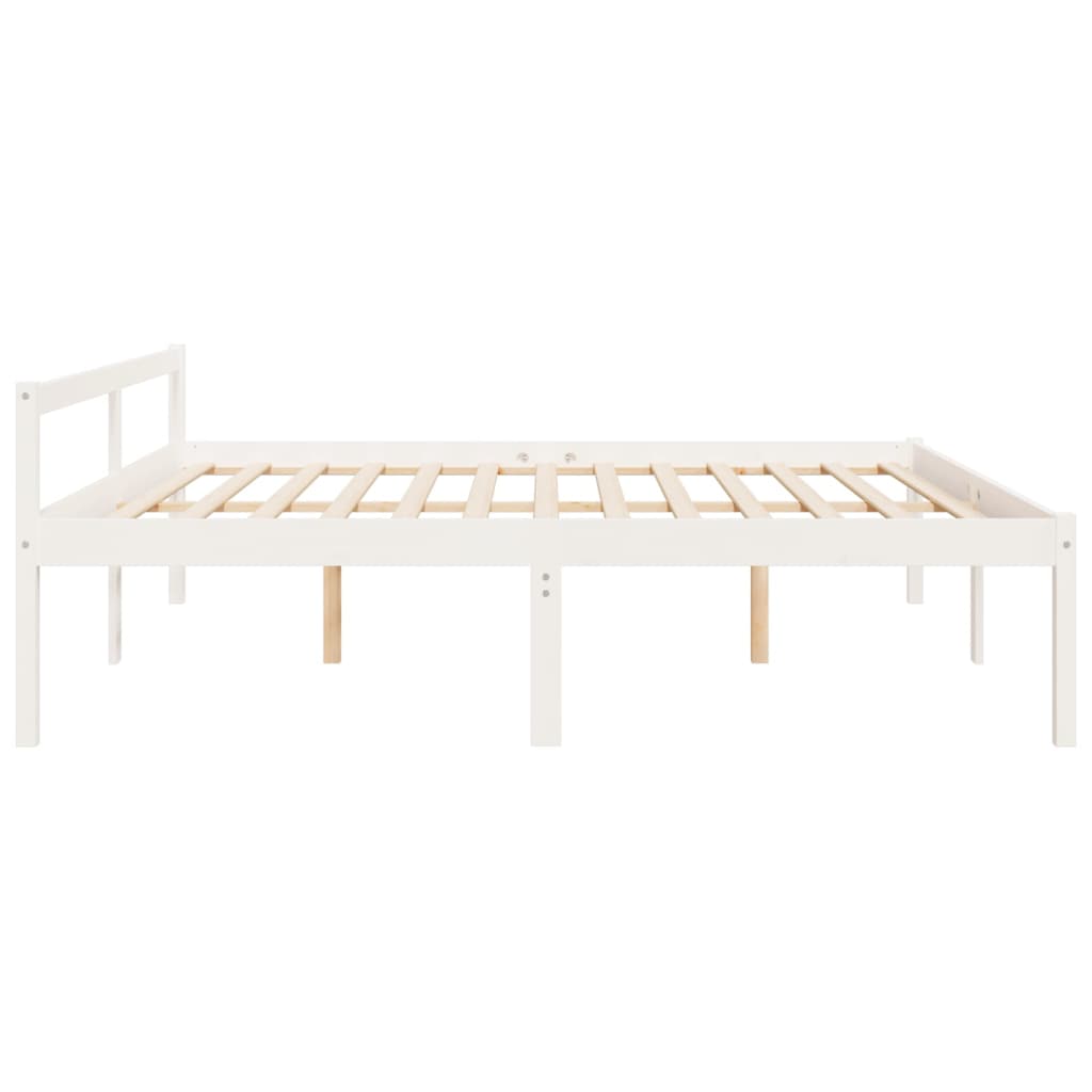 Bed Frame White 180X200Cm Super King Size Solid Wood Pine