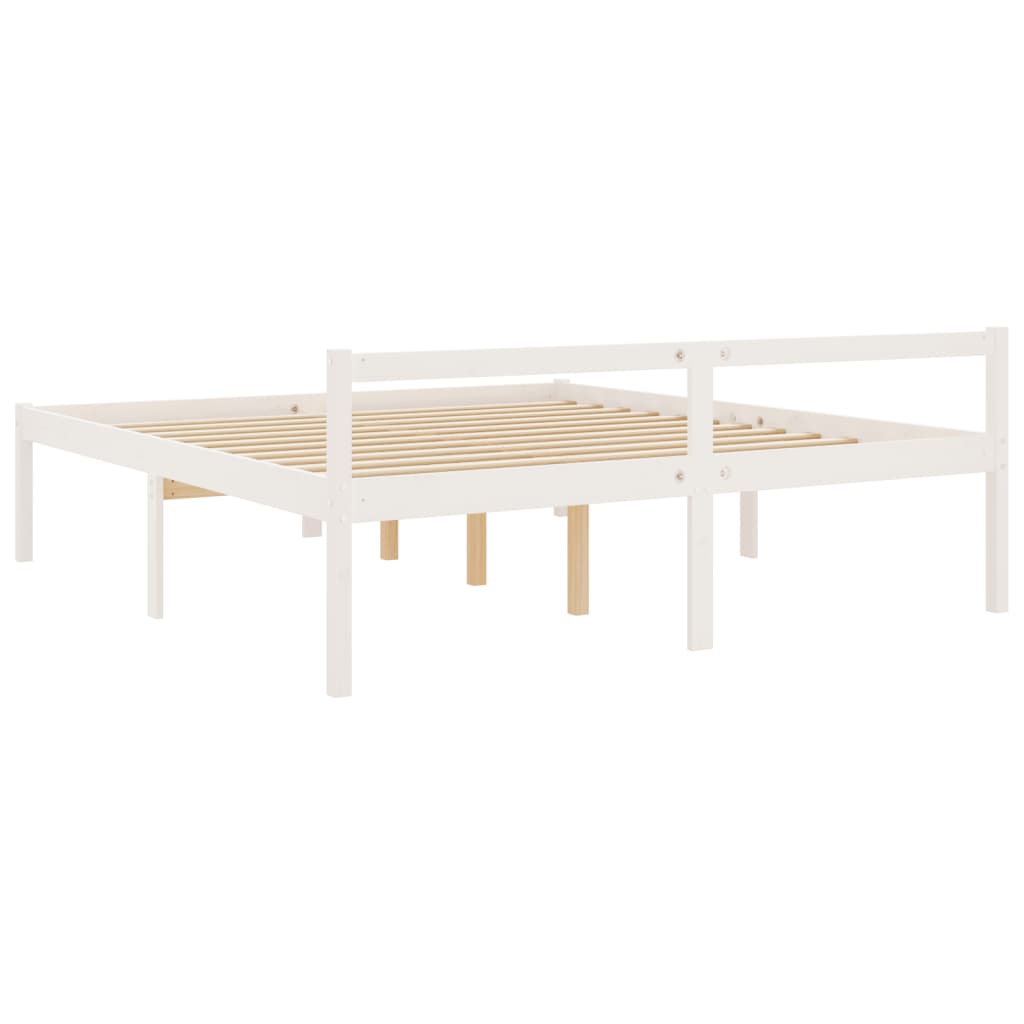 Bed Frame White 180X200Cm Super King Size Solid Wood Pine