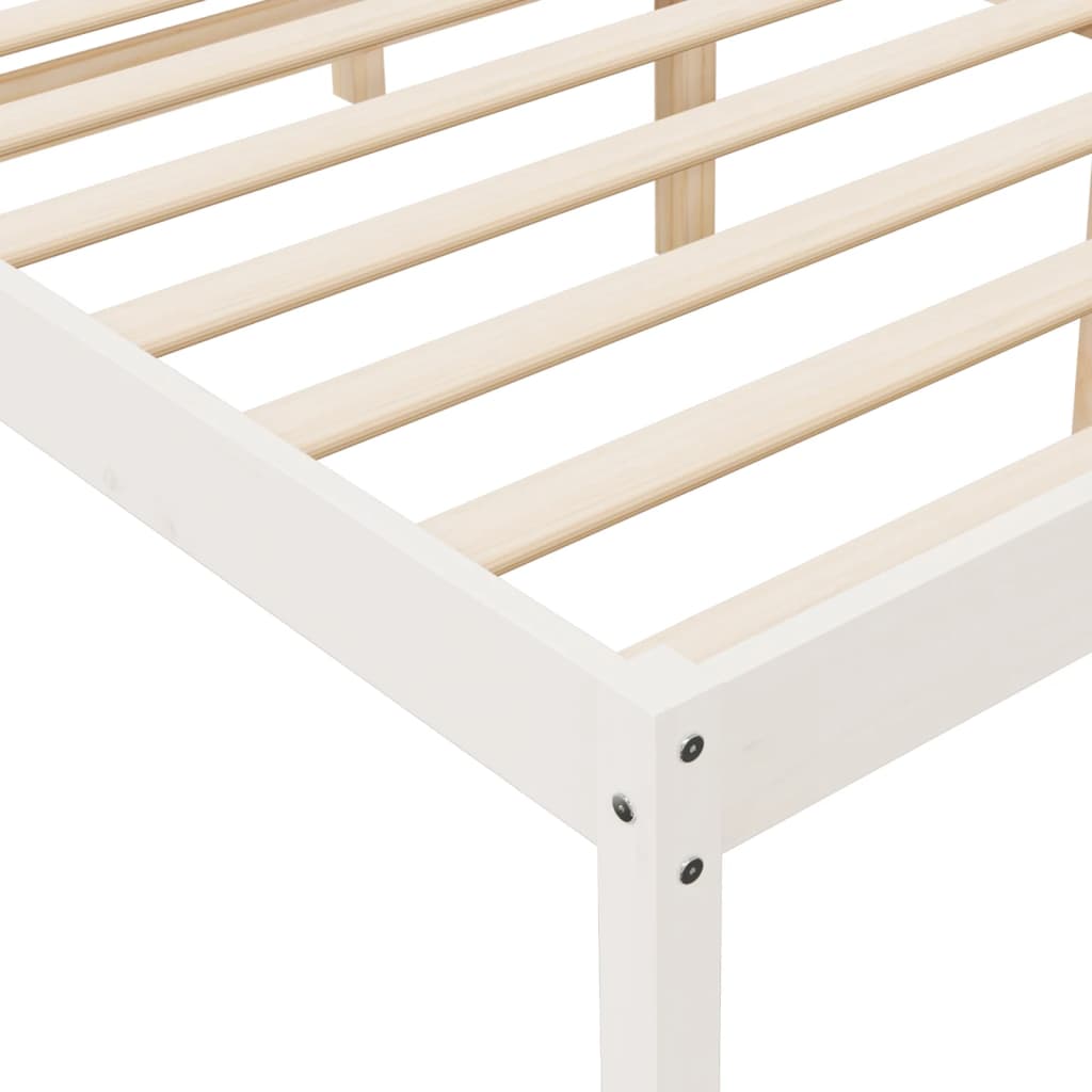 Bed Frame White 180X200Cm Super King Size Solid Wood Pine