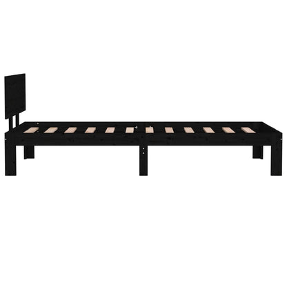 Bed Frame Black Solid Wood 75X190 Cm Small Single