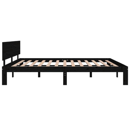 Bed Frame Black Solid Wood 180X200 Cm Super King Size