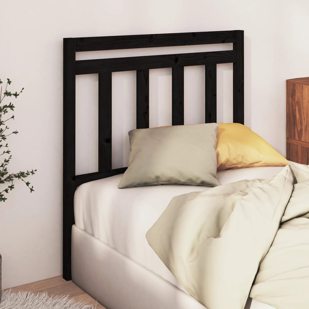 Bed Headboard Black 96X4X100 Cm Solid Wood Pine