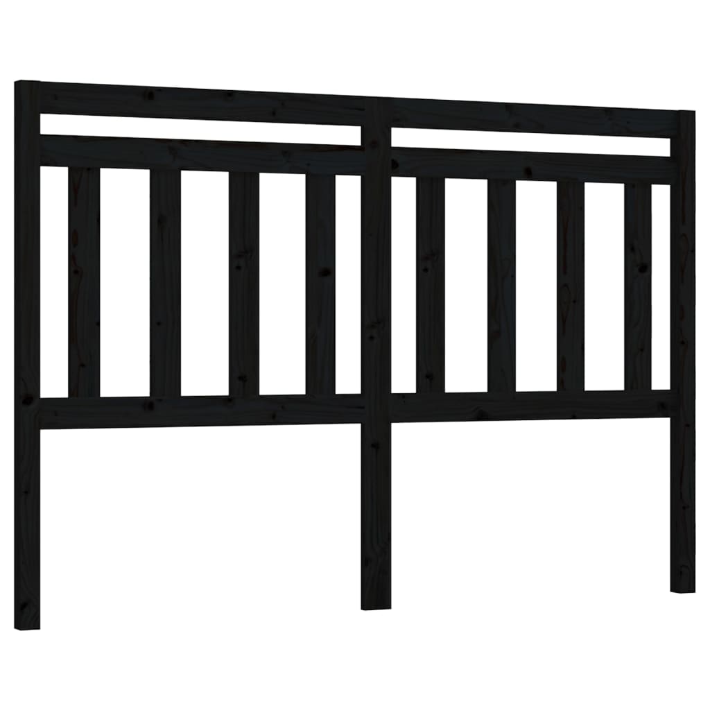 Bed Headboard Black 126X4X100 Cm Solid Wood Pine