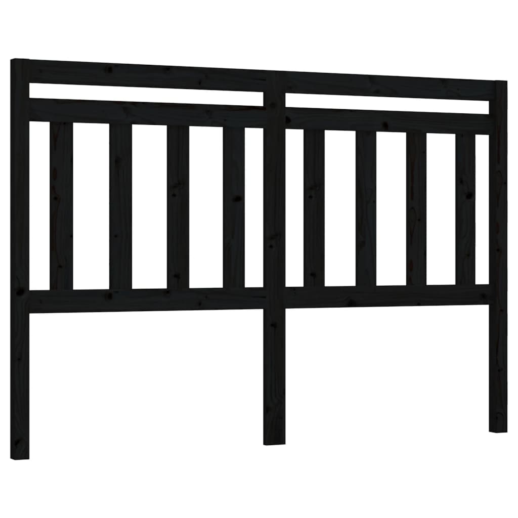 Bed Headboard Black 146X4X100 Cm Solid Wood Pine