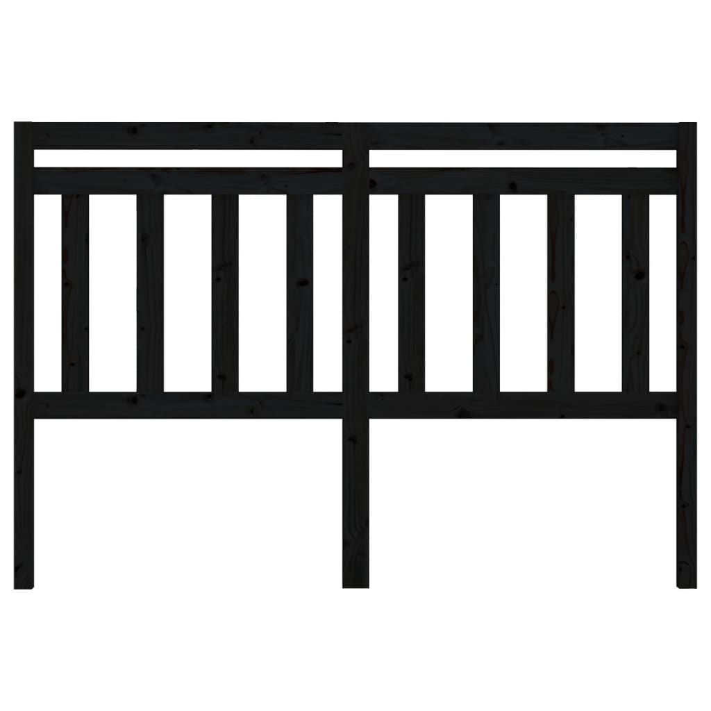 Bed Headboard Black 146X4X100 Cm Solid Wood Pine