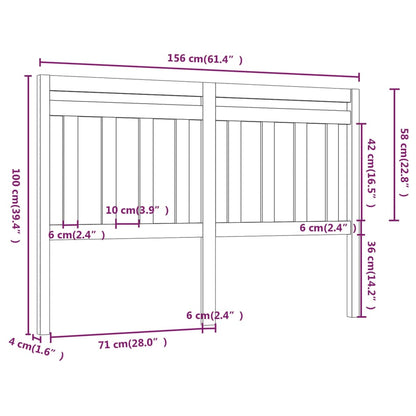 Bed Headboard Black 156X4X100 Cm Solid Wood Pine