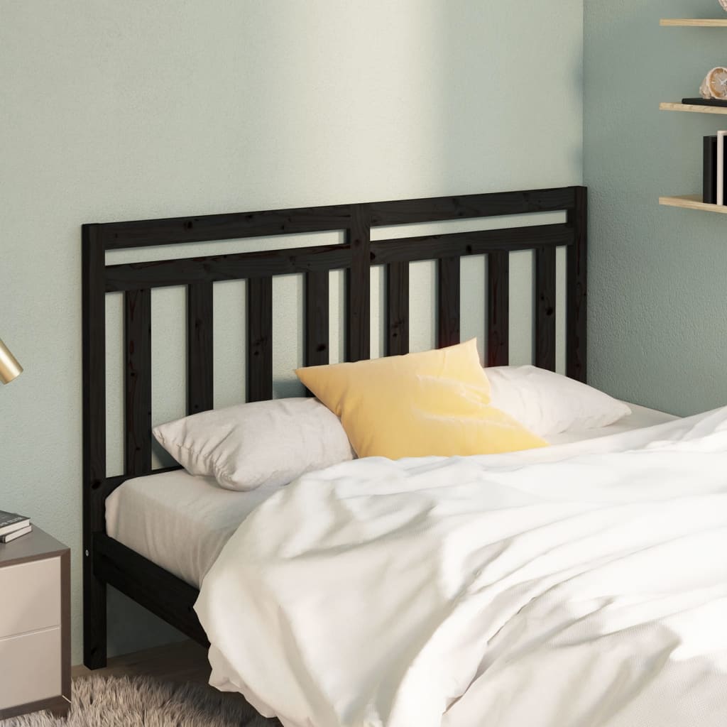 Bed Headboard Black 166X4X100 Cm Solid Wood Pine