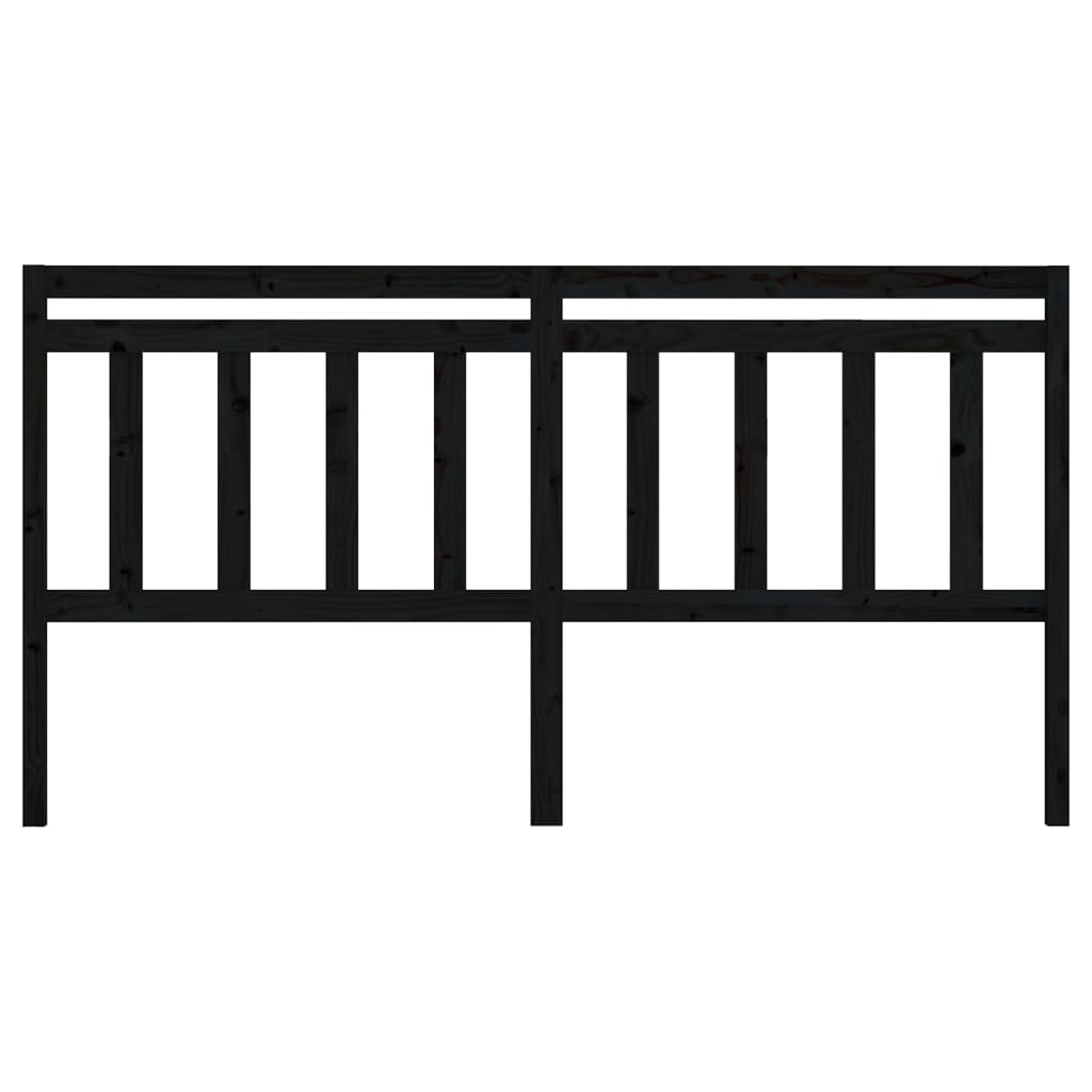 Bed Headboard Black 206X4X100 Cm Solid Wood Pine