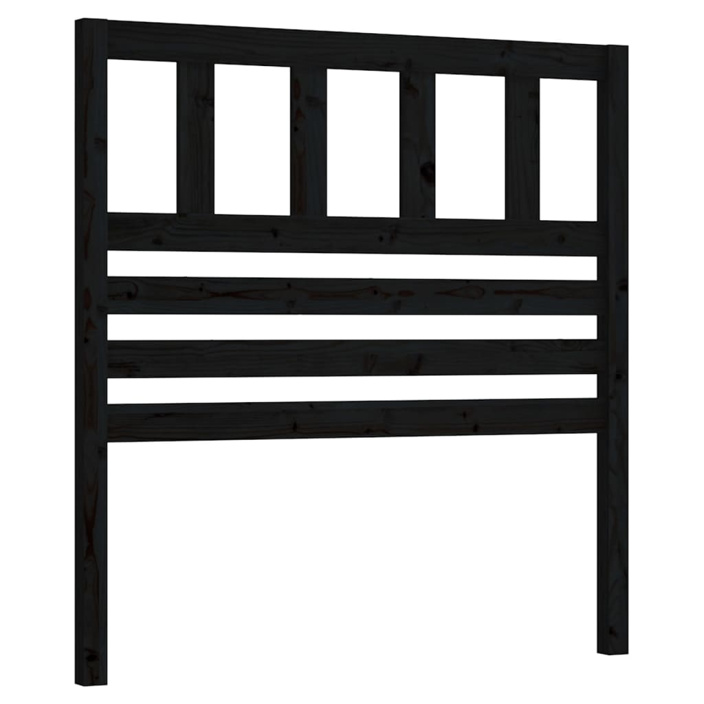 Bed Headboard Black 106X4X100 Cm Solid Wood Pine