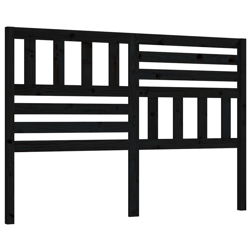 Bed Headboard Black 126X4X100 Cm Solid Wood Pine