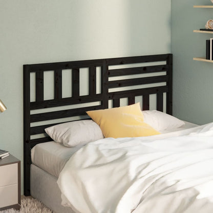 Bed Headboard Black 126X4X100 Cm Solid Wood Pine