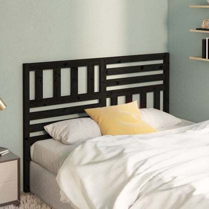 Bed Headboard Black 146X4X100 Cm Solid Wood Pine