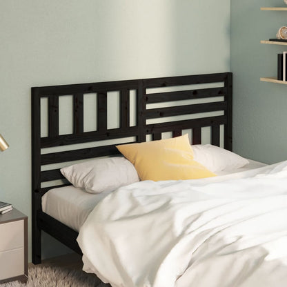 Bed Headboard Black 146X4X100 Cm Solid Wood Pine