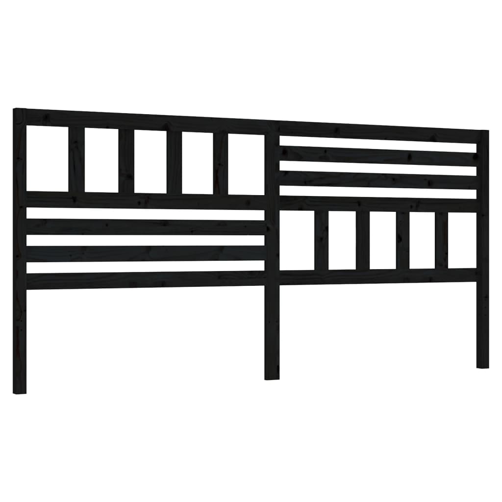 Bed Headboard Black 186X4X100 Cm Solid Wood Pine