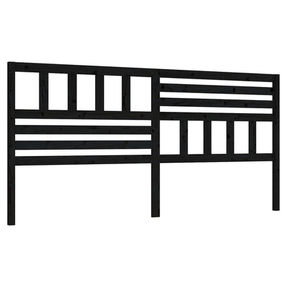 Bed Headboard Black 206X4X100 Cm Solid Wood Pine