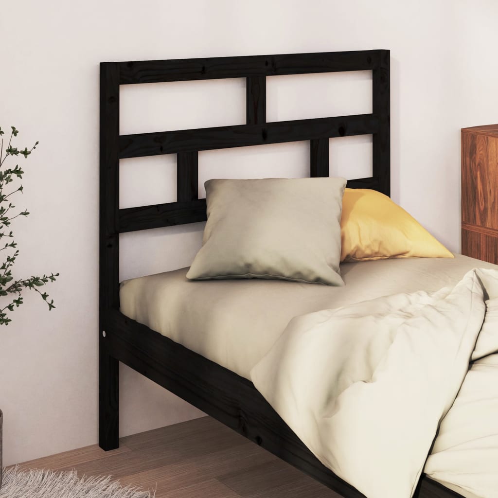 Bed Headboard Black 106X4X100 Cm Solid Wood Pine