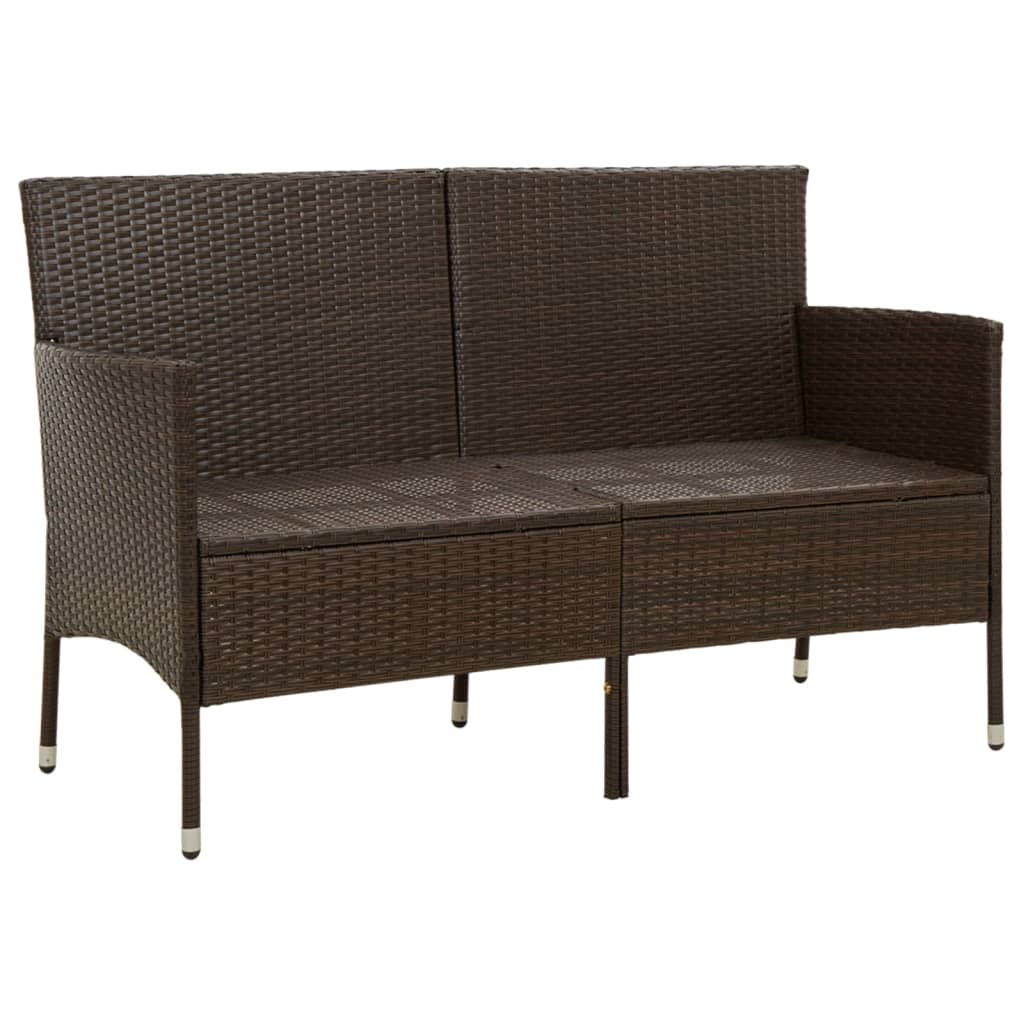 3-Seater Garden Sofa With Cushions Brown Poly Rattan