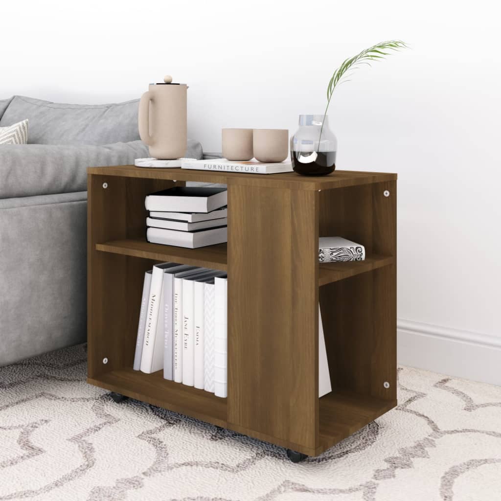 Side Table Brown Oak 70X35X55 Cm Engineered Wood