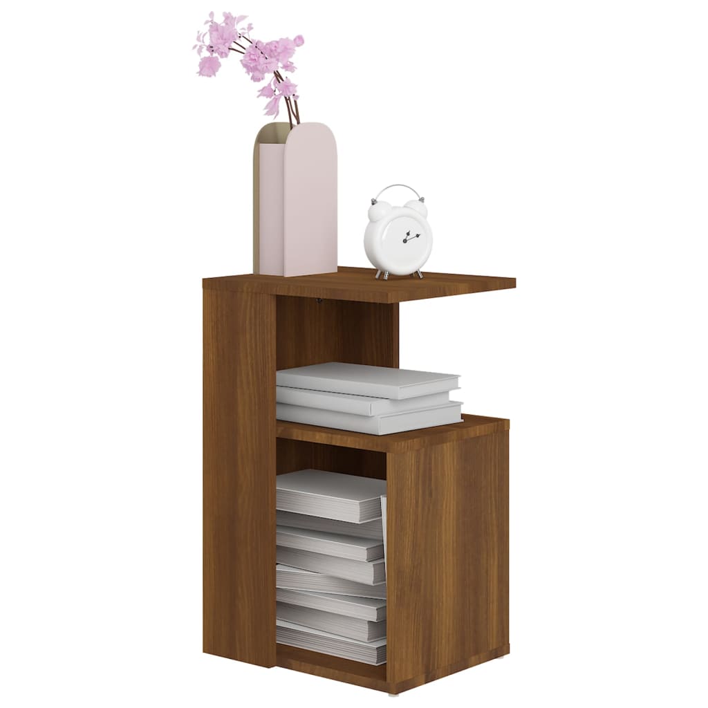 Side Table Brown Oak 36X30X56 Cm Engineered Wood