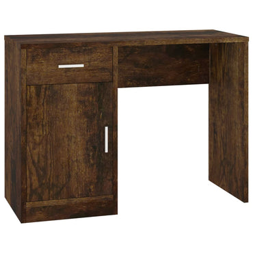 Desk With Drawer&Cabinet Smoked Oak 100X40X73 Cm Engineered Wood