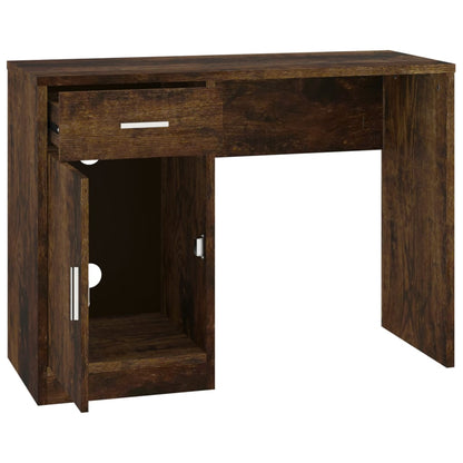 Desk With Drawer&Cabinet Smoked Oak 100X40X73 Cm Engineered Wood