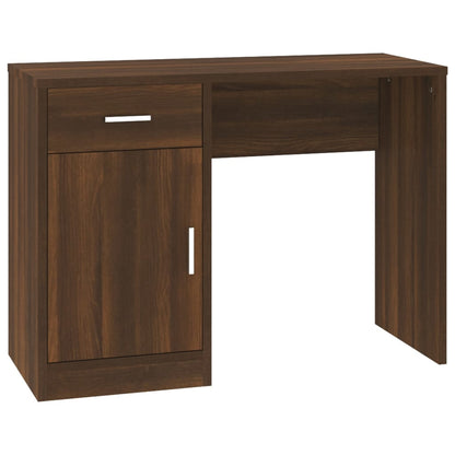 Desk With Drawer&Cabinet Brown Oak 100X40X73 Cm Engineered Wood